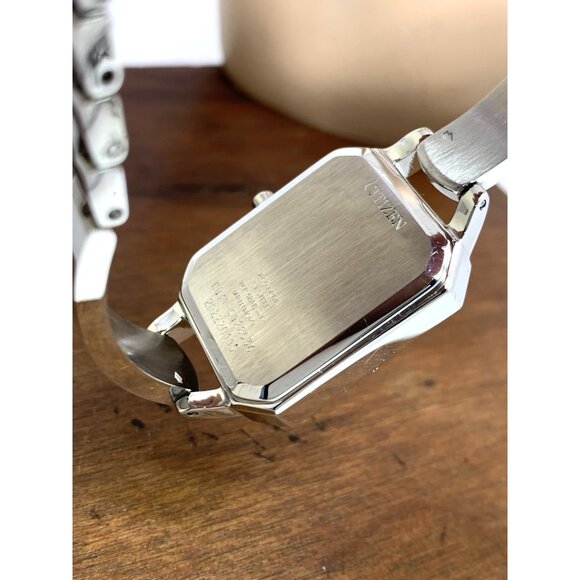 Citizen Women's Watch EM0980-50A Eco-Drive Crystal Accent Silver Dial Rectangle - Picture 7 of 14
